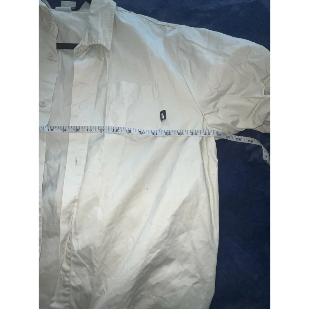 Nike Club Oxford Short Sleeve Button Up Shirt White Loose Fit Large